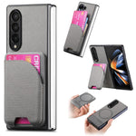 Custodia per telefono con retro magnetico in pelle e tessuto twill, For Galaxy Z Fold5, For Galaxy Z Fold4, For Galaxy Z Fold3 5G