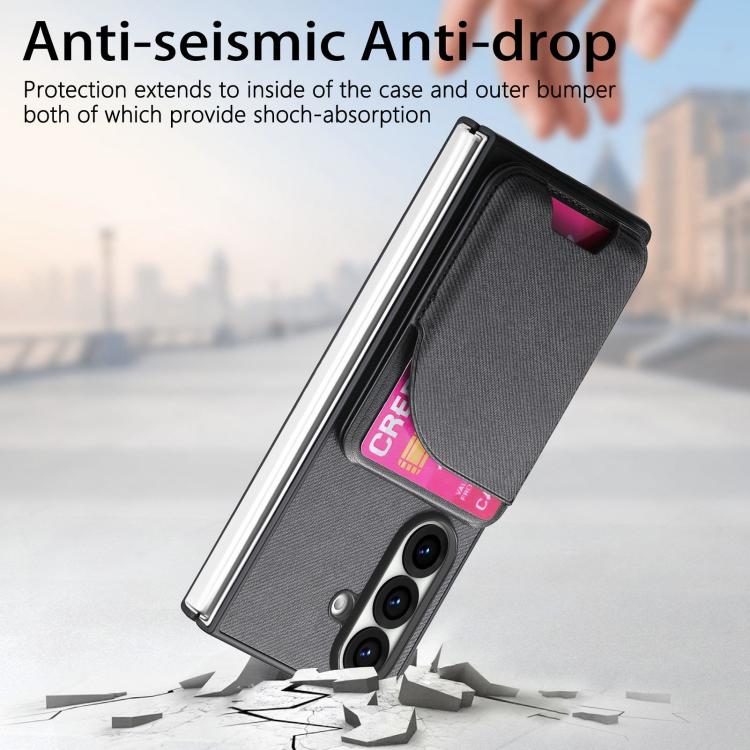 Custodia per telefono con retro magnetico in pelle e tessuto twill, For Galaxy Z Fold8 Ultra 5G, For Galaxy Z Fold7 5G, For Galaxy Z Fold6