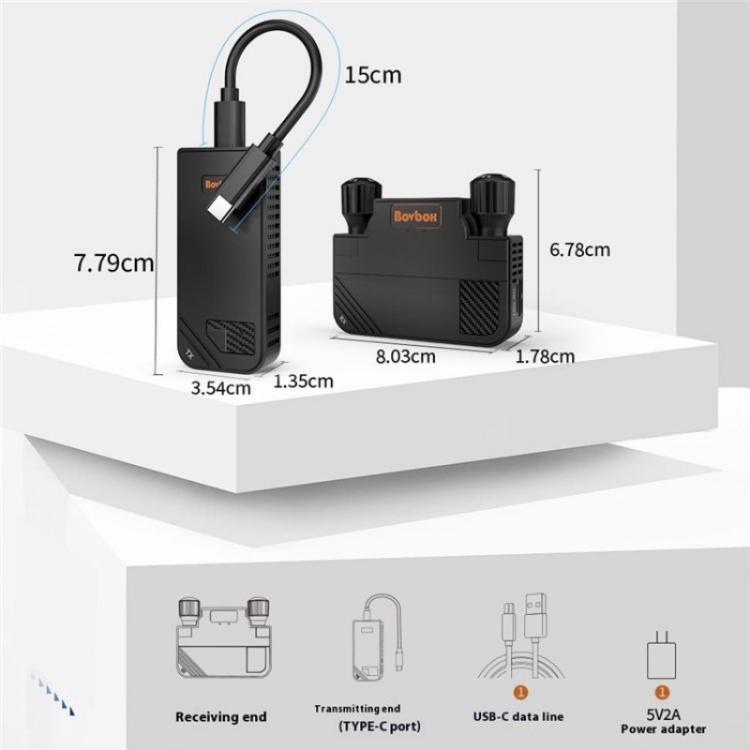 BOVBOX 091-TC per telefono proiettore USB C trasmettitore e ricevitore wireless estensore video, US Plug, UK Plug, EU Plug, AU Plug