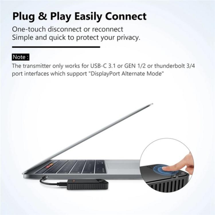 BOVBOX 091-TC per telefono proiettore USB C trasmettitore e ricevitore wireless estensore video, US Plug, UK Plug, EU Plug, AU Plug