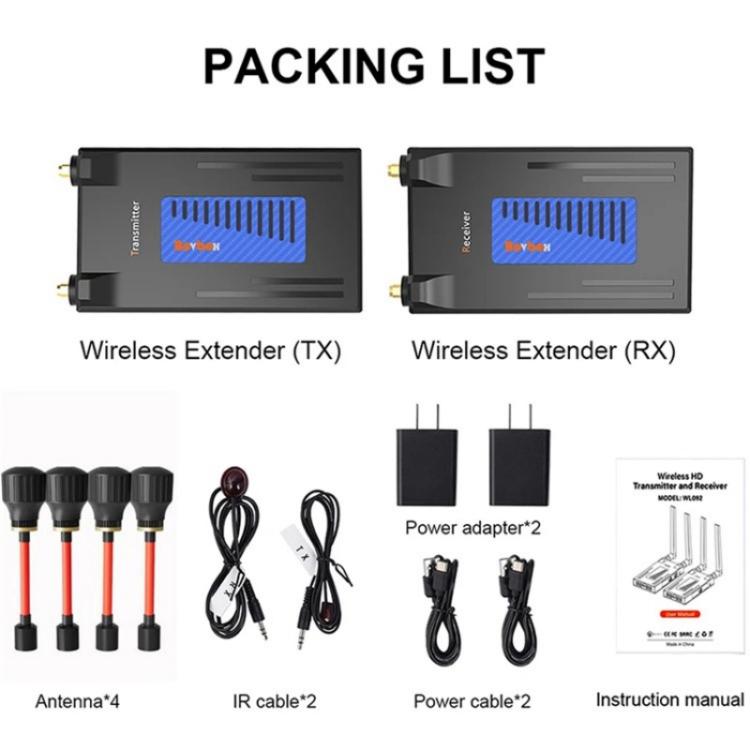 BOVBOX 092 Pro Audio Video Transmitter Receiver 300m Wireless HDMI Extender, US Plug, UK Plug, EU Plug, AU Plug