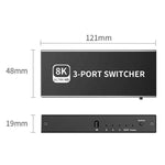 Q8Q3-3 Gaming Home Theater HDMI 2.1 Switch 3x1 8K 4K 120Hz HDR Audio Video Synchronizer