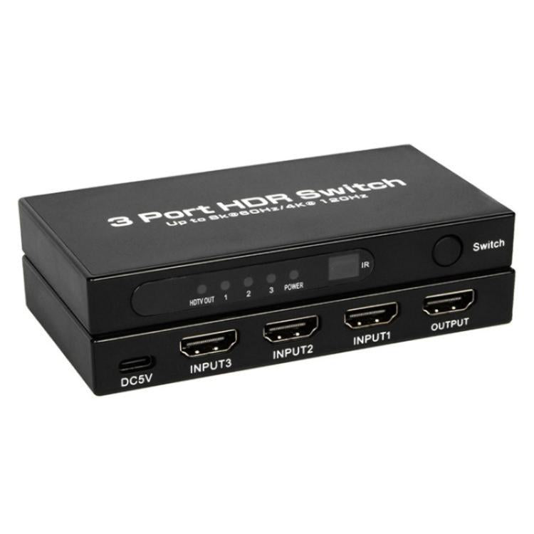 Q8-3 For Gaming Consoles PC TV Box Ultra Thin 3x1 HDMI 2.1 Switch 8K 60Hz Adapter, Q8-3