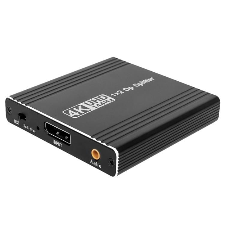 FD 1X2 4K 144HZ Audio Extractor Splitter DisplayPort 1.4 to Dual DisplayPort MST Hub, US Plug, EU Plug