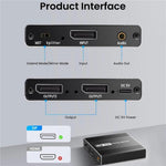 FD 1X2 4K 144HZ Audio Extractor Splitter DisplayPort 1.4 to Dual DisplayPort MST Hub, US Plug, EU Plug