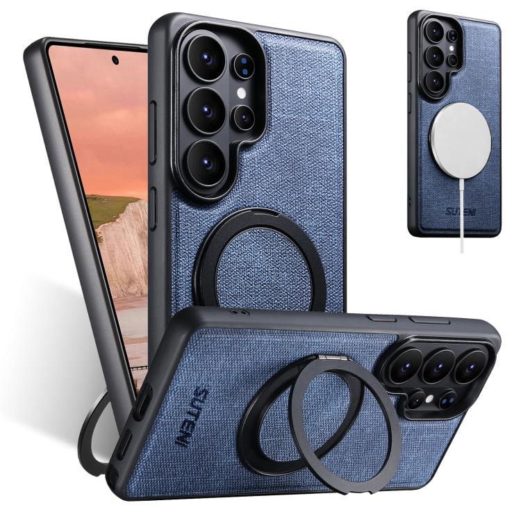 Custodia per telefono Suteni G3 con rotazione a 360°, supporto MagSafe e retro in pelle denim., For Samsung Galaxy S26 Ultra 5G, For Samsung Galaxy S25 Ultra 5G, For Samsung Galaxy S24 Ultra 5G, For Samsung Galaxy S23 Ultra 5G                          ...