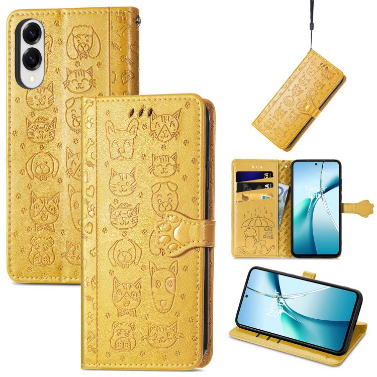 Custodia per telefono in pelle con stampa a rilievo di cane e gatto, For Samsung Galaxy A57 5G, For Samsung Galaxy A37 5G, For Samsung Galaxy S25 Edge 5G