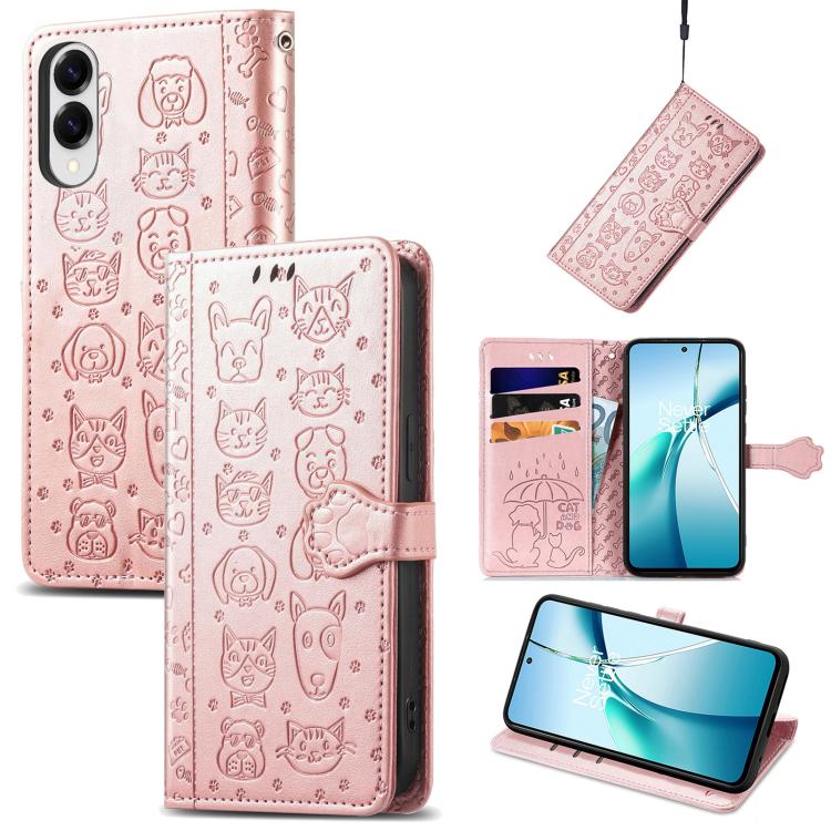 Custodia per telefono in pelle con stampa a rilievo di cane e gatto, For Samsung Galaxy A57 5G, For Samsung Galaxy A37 5G, For Samsung Galaxy S25 Edge 5G