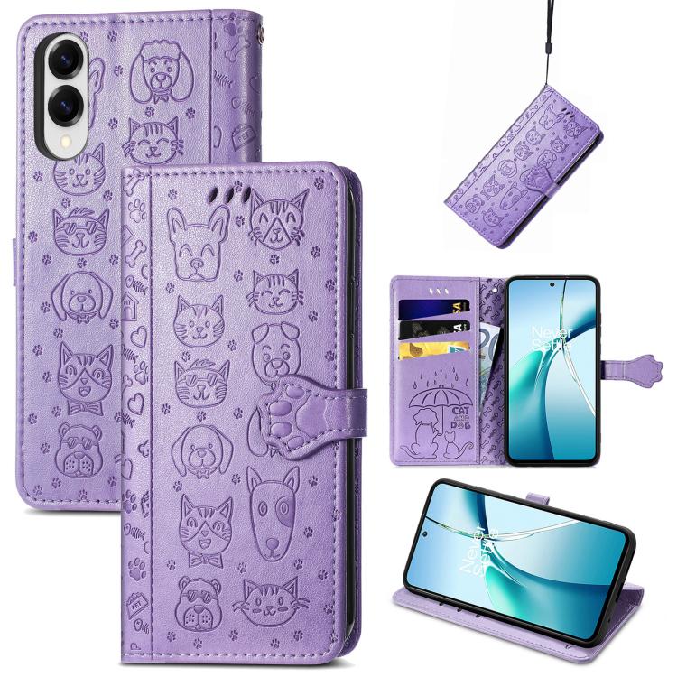 Custodia per telefono in pelle con stampa a rilievo di cane e gatto, For Samsung Galaxy A57 5G, For Samsung Galaxy A37 5G, For Samsung Galaxy S25 Edge 5G