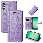 Custodia per telefono in pelle con stampa a rilievo di cane e gatto, For Samsung Galaxy A56 5G, For Samsung Galaxy A26 5G, For Samsung Galaxy A36 5G