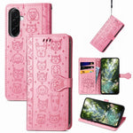 Custodia per telefono in pelle con stampa a rilievo di cane e gatto, For Samsung Galaxy A56 5G, For Samsung Galaxy A26 5G, For Samsung Galaxy A36 5G