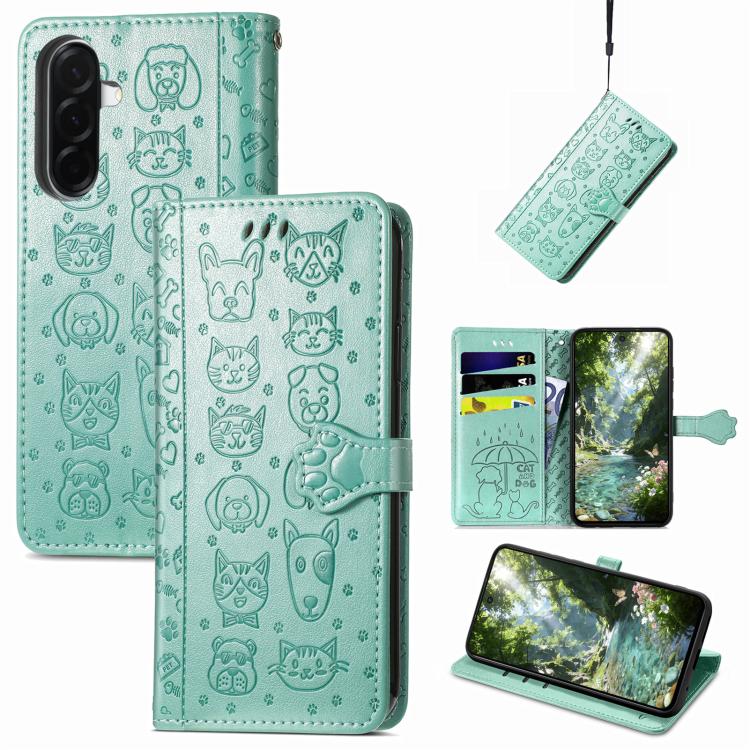 Custodia per telefono in pelle con stampa a rilievo di cane e gatto, For Samsung Galaxy A57 5G, For Samsung Galaxy A37 5G, For Samsung Galaxy S25 Edge 5G