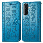 Custodia per telefono in pelle con stampa a rilievo di cane e gatto, For Samsung Galaxy A57 5G, For Samsung Galaxy A37 5G, For Samsung Galaxy S25 Edge 5G