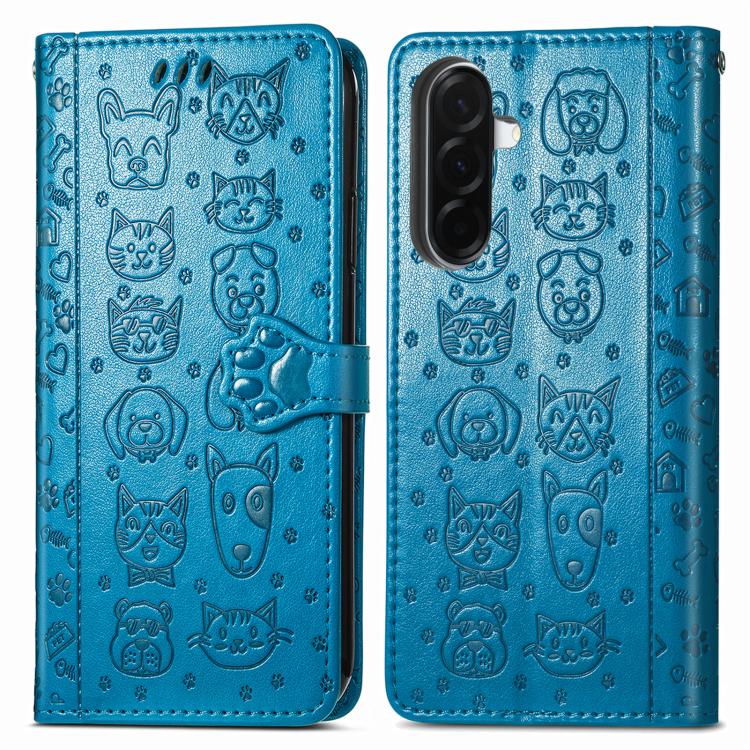 Custodia per telefono in pelle con stampa a rilievo di cane e gatto, For Samsung Galaxy A57 5G, For Samsung Galaxy A37 5G, For Samsung Galaxy S25 Edge 5G