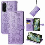 Custodia per telefono in pelle con stampa a rilievo di cane e gatto, For Samsung Galaxy A57 5G, For Samsung Galaxy A37 5G, For Samsung Galaxy S25 Edge 5G