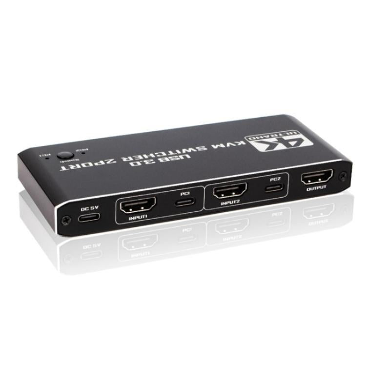 K2-1 Monitor Sharing 4K 60Hz KVM Switch 2 In 1 Out USB 3.0 HDMI 2.0 Remote Control Switcher