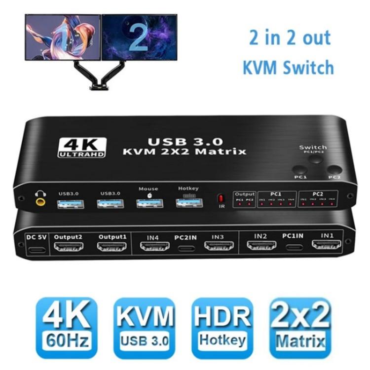 K3-1 Estensore per doppio schermo 4K 60Hz USB 3.0 Matrice HDMI Switch KVM 2x2