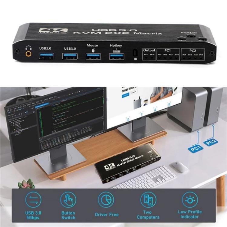 K3-1 Estensore per doppio schermo 4K 60Hz USB 3.0 Matrice HDMI Switch KVM 2x2