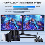 K4 Laptop Game Console 8K Ultra HD USB 3.0 KVM 2x1 Switcher 2 In 1 Out HDMI 2.1 Converter, K4
