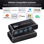 K4 Laptop Game Console 8K Ultra HD USB 3.0 KVM 2x1 Switcher 2 In 1 Out HDMI 2.1 Converter, K4
