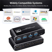 K4 Laptop Game Console 8K Ultra HD USB 3.0 KVM 2x1 Switcher 2 In 1 Out HDMI 2.1 Converter, K4