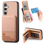 Custodia per cellulare con apertura verticale in tessuto twill e pelle, con protezione RFID., For Samsung Galaxy A26, For Samsung Galaxy A36, For Samsung Galaxy S25+ 5G