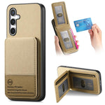Custodia per cellulare con apertura verticale in tessuto twill e pelle, con protezione RFID., For Samsung Galaxy A26, For Samsung Galaxy A36, For Samsung Galaxy S25+ 5G