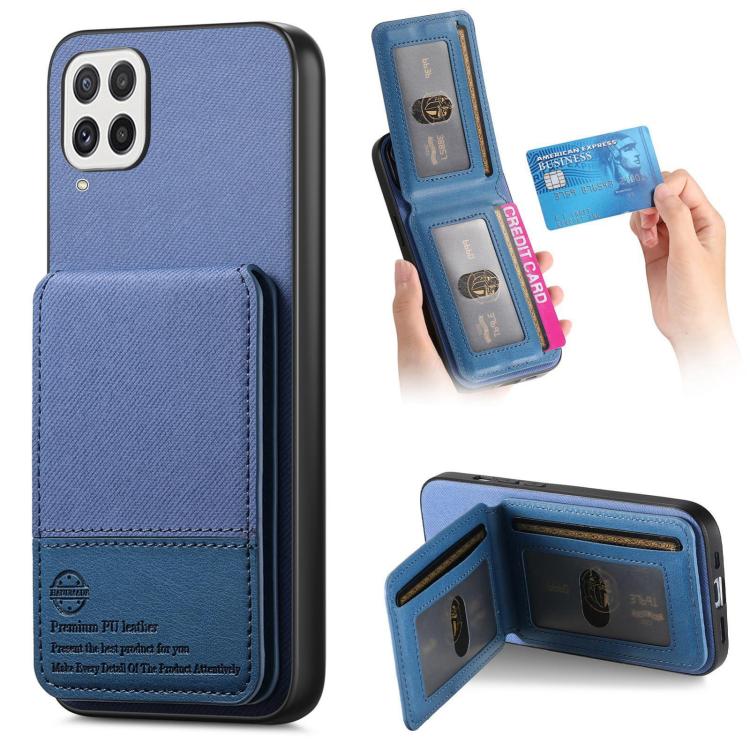 Custodia per cellulare con apertura verticale in tessuto twill e pelle, con protezione RFID., For Samsung Galaxy A22 4G, For Samsung Galaxy A22 5G, For Samsung Galaxy S21 FE 5G