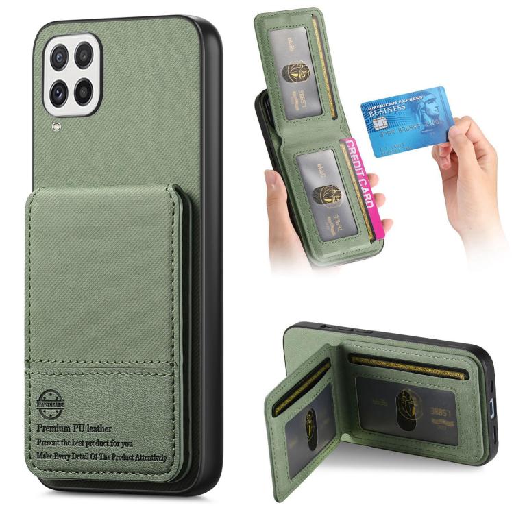 Custodia per cellulare con apertura verticale in tessuto twill e pelle, con protezione RFID., For Samsung Galaxy A22 4G, For Samsung Galaxy A22 5G, For Samsung Galaxy S21 FE 5G