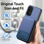 Custodia per cellulare con apertura verticale in tessuto twill e pelle, con protezione RFID., For Samsung Galaxy A32 4G, For Samsung Galaxy A32 5G, For Samsung Galaxy S21 5G