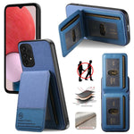 Custodia per cellulare con apertura verticale in tessuto twill e pelle, con protezione RFID., For Samsung Galaxy A32 4G, For Samsung Galaxy A32 5G, For Samsung Galaxy S21 5G