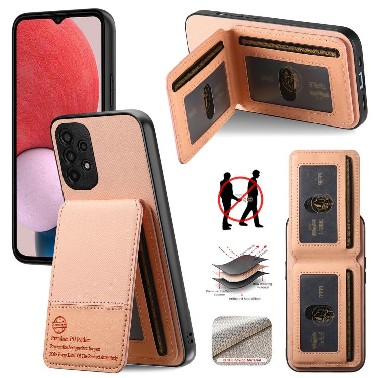 Custodia per cellulare con apertura verticale in tessuto twill e pelle, con protezione RFID., For Samsung Galaxy A32 4G, For Samsung Galaxy A32 5G, For Samsung Galaxy S21 5G