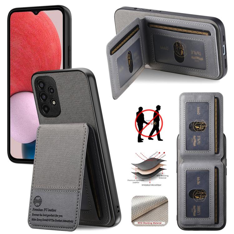 Custodia per cellulare con apertura verticale in tessuto twill e pelle, con protezione RFID., For Samsung Galaxy A32 4G, For Samsung Galaxy A32 5G, For Samsung Galaxy S21 5G