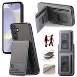 Custodia per cellulare con apertura verticale in tessuto twill e pelle, con protezione RFID., For Samsung Galaxy A57 5G, For Samsung Galaxy A37 5G, For Samsung Galaxy A56 5G