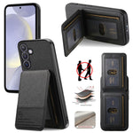 Custodia per cellulare con apertura verticale in tessuto twill e pelle, con protezione RFID., For Samsung Galaxy A57 5G, For Samsung Galaxy A37 5G, For Samsung Galaxy A56 5G