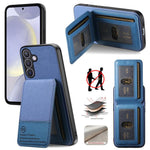 Custodia per cellulare con apertura verticale in tessuto twill e pelle, con protezione RFID., For Samsung Galaxy A57 5G, For Samsung Galaxy A37 5G, For Samsung Galaxy A56 5G