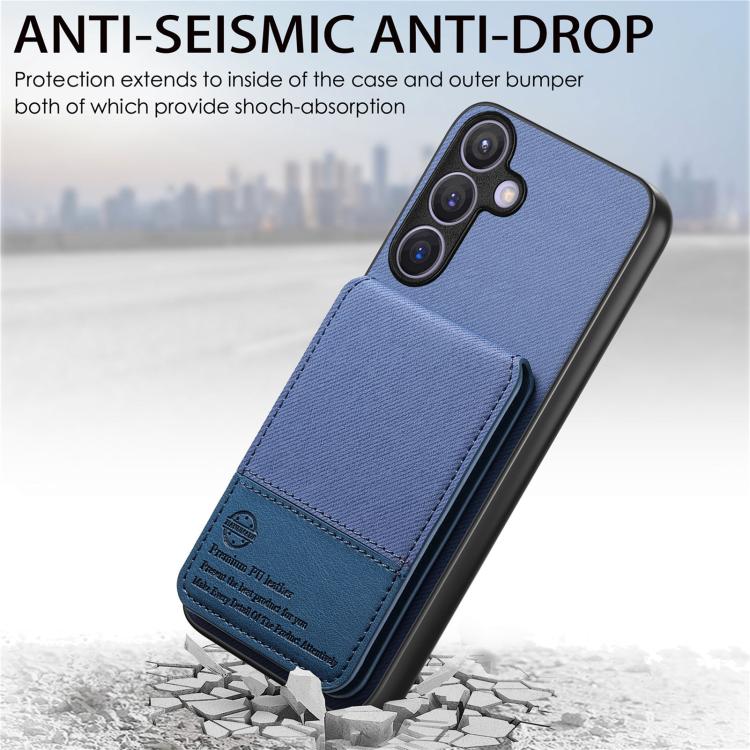 Custodia per cellulare con apertura verticale in tessuto twill e pelle, con protezione RFID., For Samsung Galaxy A57 5G, For Samsung Galaxy A37 5G, For Samsung Galaxy A56 5G