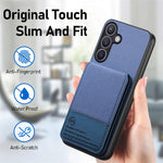 Custodia per cellulare con apertura verticale in tessuto twill e pelle, con protezione RFID., For Samsung Galaxy A57 5G, For Samsung Galaxy A37 5G, For Samsung Galaxy A56 5G
