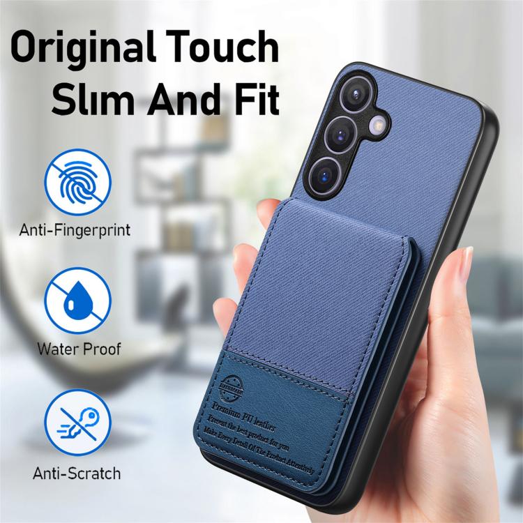 Custodia per cellulare con apertura verticale in tessuto twill e pelle, con protezione RFID., For Samsung Galaxy A57 5G, For Samsung Galaxy A37 5G, For Samsung Galaxy A56 5G
