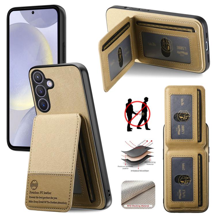 Custodia per cellulare con apertura verticale in tessuto twill e pelle, con protezione RFID., For Samsung Galaxy A57 5G, For Samsung Galaxy A37 5G, For Samsung Galaxy A56 5G