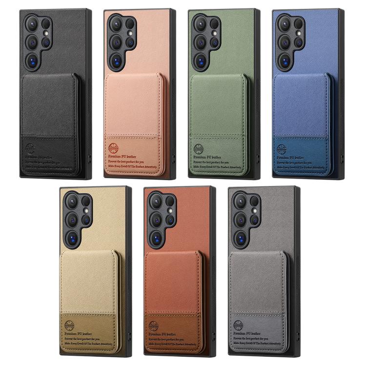 Custodia per cellulare con apertura verticale in tessuto twill e pelle, con protezione RFID., For Samsung Galaxy A57 5G, For Samsung Galaxy A37 5G, For Samsung Galaxy A56 5G