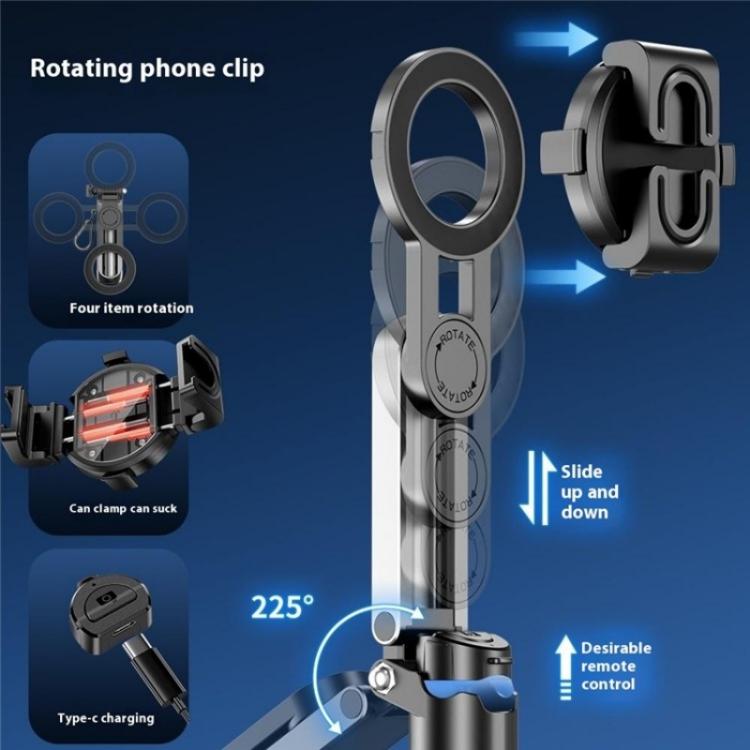 Selfie stick telescopico magnetico 2 in 1 con portachiavi