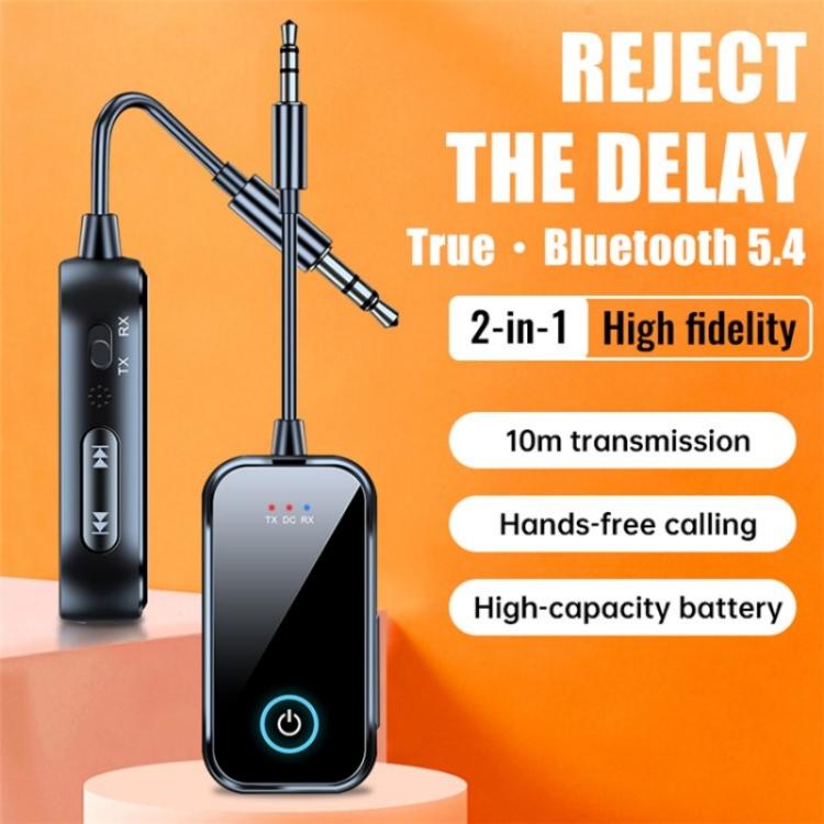 T80 Sistema 2 in 1 per auto: AUX / TV / Altoparlanti, wireless, compatibile con Bluetooth, ricevitore/trasmettitore a 5,4 GHz