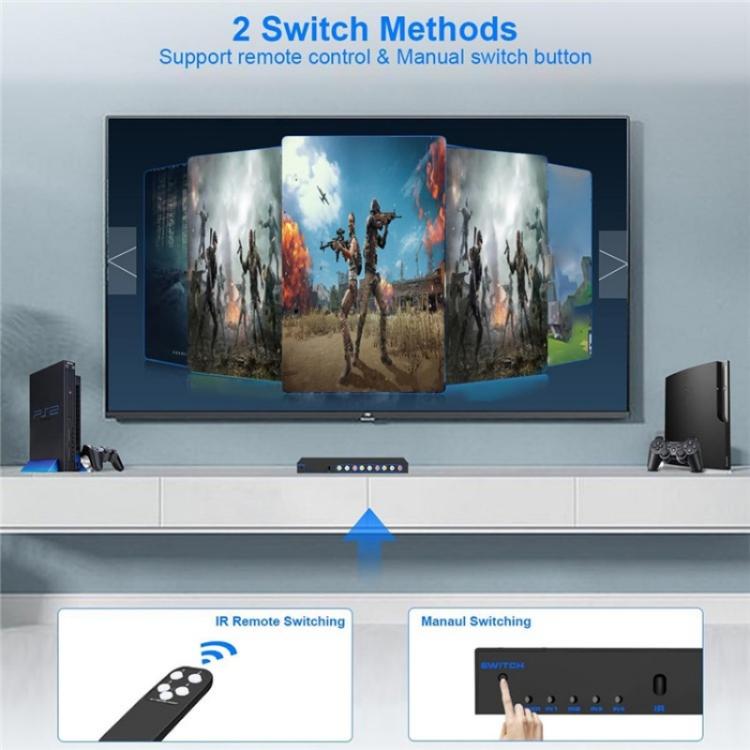 RCA 4 In 3 Out AV Audio Video Signal Composite Switcher AV Switch Splitter Box, US Plug, EU Plug