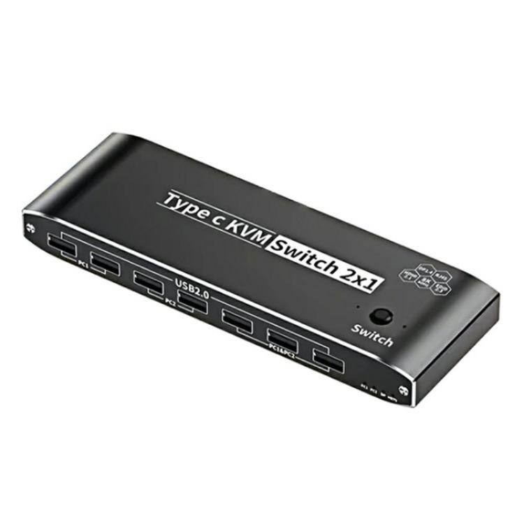 Switch KVM 2 in 1 con 7 porte USB 2.0 e porta Ethernet RJ45