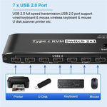 Switch KVM 2 in 1 con 7 porte USB 2.0 e porta Ethernet RJ45