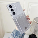 Custodia per telefono in TPU con effetto glitter sfumato e scomparto per carte., For Samsung Galaxy S24 Ultra 5G, For Samsung Galaxy S24+ 5G, For Samsung Galaxy S24 5G