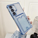 Custodia per telefono in TPU con effetto glitter sfumato e scomparto per carte., For Samsung Galaxy S24 Ultra 5G, For Samsung Galaxy S24+ 5G, For Samsung Galaxy S24 5G