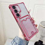 Custodia per telefono in TPU con effetto glitter sfumato e scomparto per carte., For Samsung Galaxy S24 Ultra 5G, For Samsung Galaxy S24+ 5G, For Samsung Galaxy S24 5G