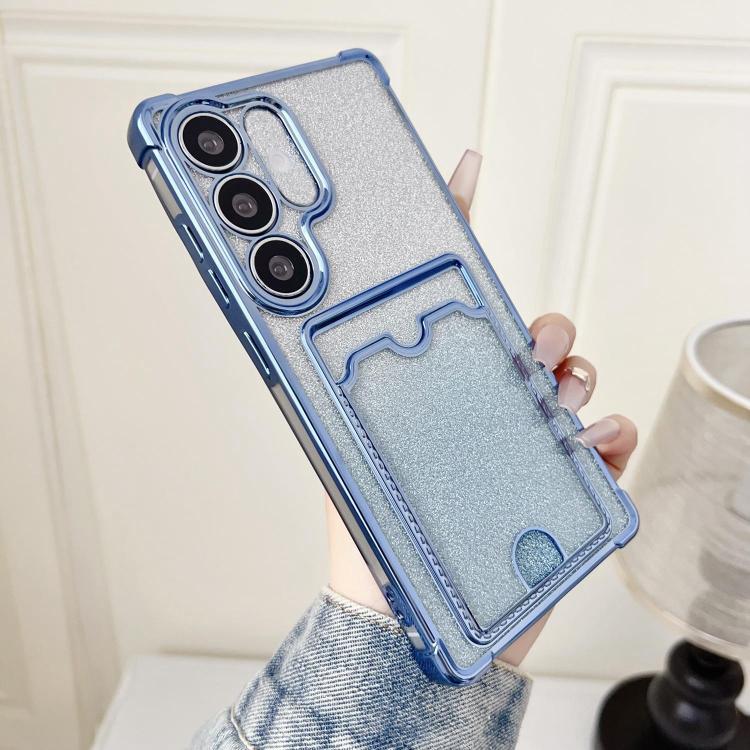 Custodia per telefono in TPU con effetto glitter sfumato e scomparto per carte., For Samsung Galaxy S25 5G, For Samsung Galaxy S25+ 5G, For Samsung Galaxy S25 Ultra 5G
